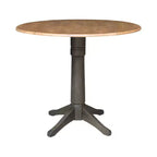 Ensemble de salle à manger rond de 42 po à hauteur de comptoir : Bois d'hévéa, piédestal, 2 tabourets - International Concepts