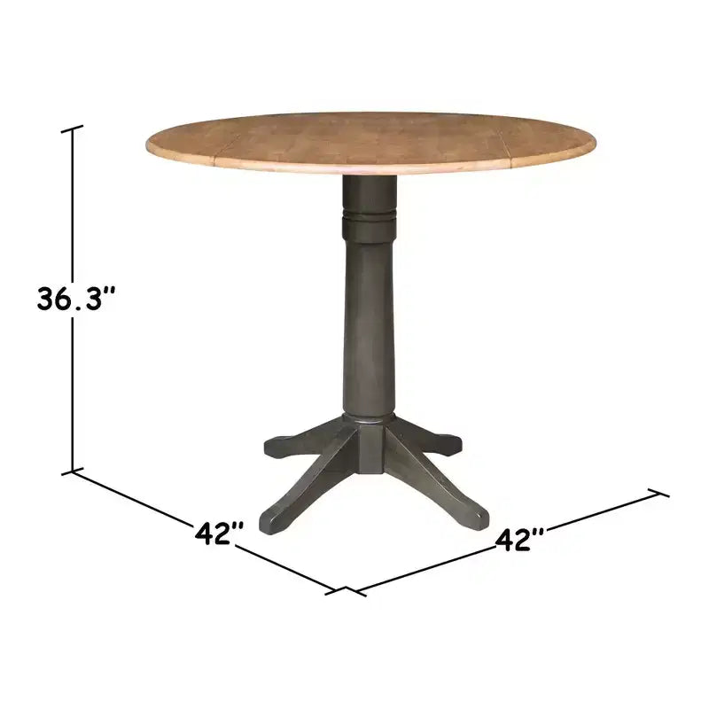 Ensemble de salle à manger rond de 42 po à hauteur de comptoir : Bois d'hévéa, piédestal, 2 tabourets - International Concepts