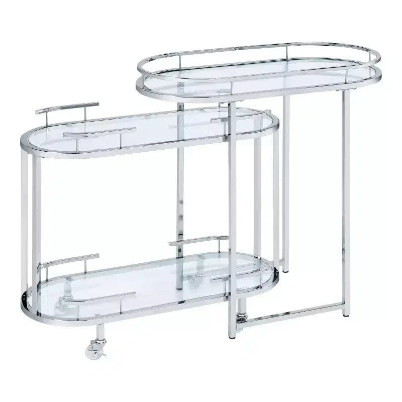 24/7 Shop At Home Carrowdore: Mobile Beverage Cart with Lockable Wheels, 3-Tier Chrome Finish