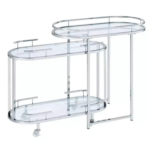 24/7 Shop At Home Carrowdore: Mobile Beverage Cart with Lockable Wheels, 3-Tier Chrome Finish