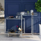 24/7 Shop At Home Carrowdore : Chariot à boissons mobile avec roulettes verrouillables, 3 niveaux finition chrome
