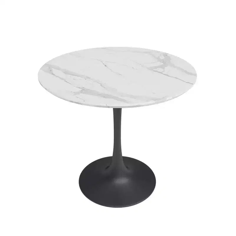 Ensemble de salle à manger 3 pièces Kurv Lux marbre synthétique blanc/noir - Jamesdar