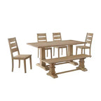 Ensemble de salle à manger 4 pièces Joanna avec banc et 4 chaises à dossier échelle marron rustique - Crosley