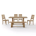Ensemble de salle à manger 4 pièces Joanna avec banc et 4 chaises à dossier échelle marron rustique - Crosley