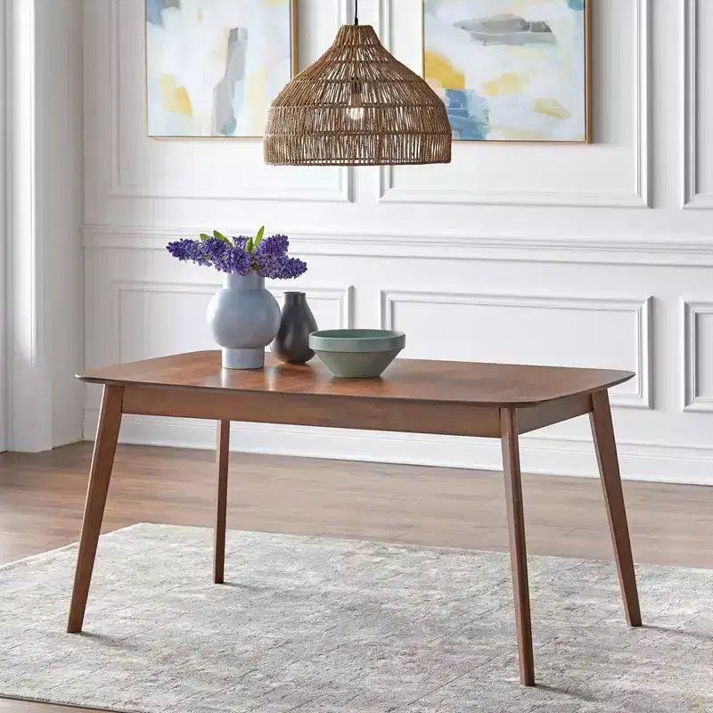Table de salle à manger rectangulaire extensible Buylateral Wave en noyer, style Mid-Century : Mid-Century, 6 places, extensible