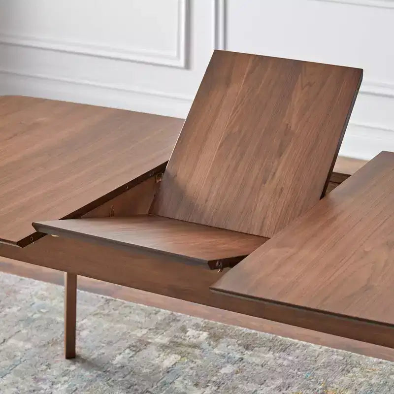Table de salle à manger rectangulaire extensible Buylateral Wave en noyer, style Mid-Century : Mid-Century, 6 places, extensible