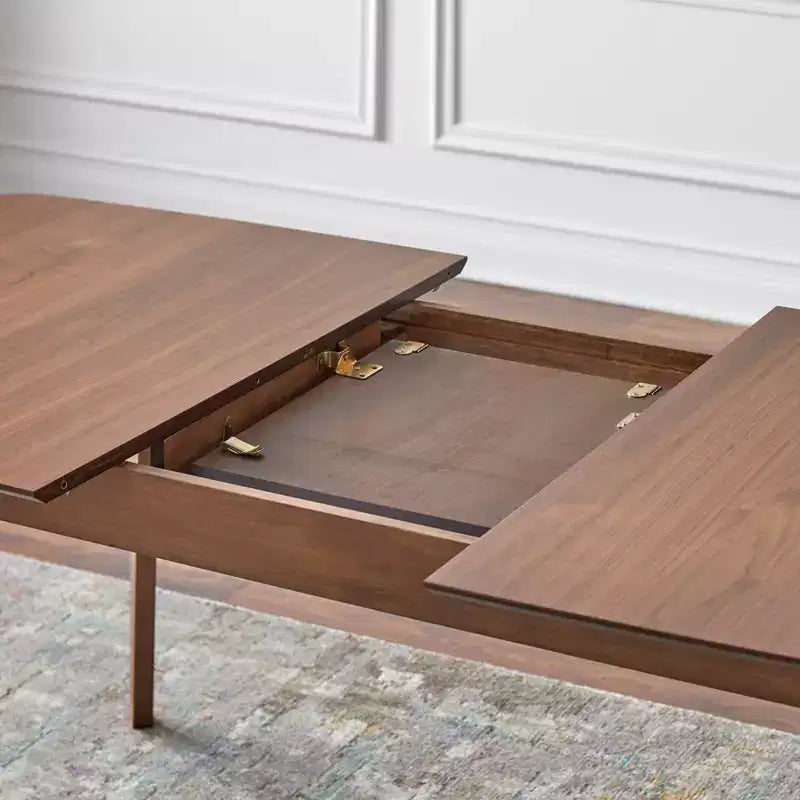 Table de salle à manger rectangulaire extensible Buylateral Wave en noyer, style Mid-Century : Mid-Century, 6 places, extensible