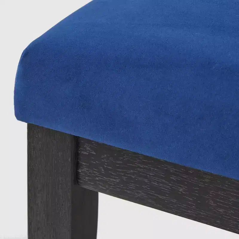 Buylateral Ensemble de salle à manger moderne 5 pièces North Bay, rond 59 po, bleu marine : chaises en velours, bois d'hévéa