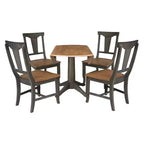 Table de salle à manger ronde de 42 po à double abattant avec 4 chaises à dossier à panneaux Hickory/Washed Coal - International Concepts : style traditionnel, cadre en bois d'hévéa