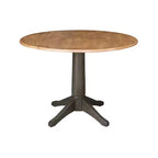 Table de salle à manger ronde de 42 po à double abattant avec 4 chaises à dossier à panneaux Hickory/Washed Coal - International Concepts : style traditionnel, cadre en bois d'hévéa