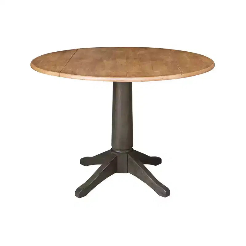 Table de salle à manger ronde de 42 po à double abattant avec 4 chaises à dossier à panneaux Hickory/Washed Coal - International Concepts : style traditionnel, cadre en bois d'hévéa