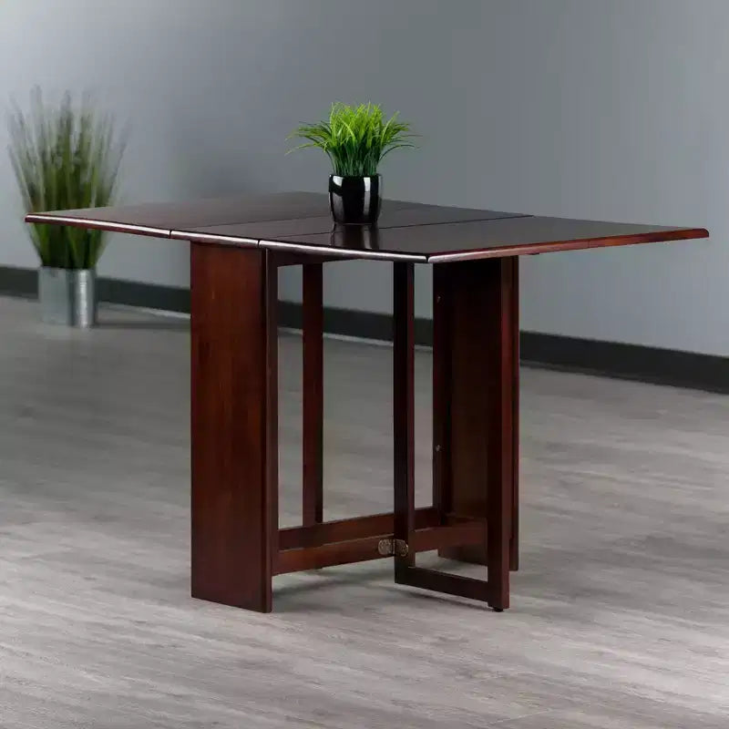 Table à manger Clara Double Drop Leaf Noyer - Winsome : Pieds tournés, Pliante, 4 places assises