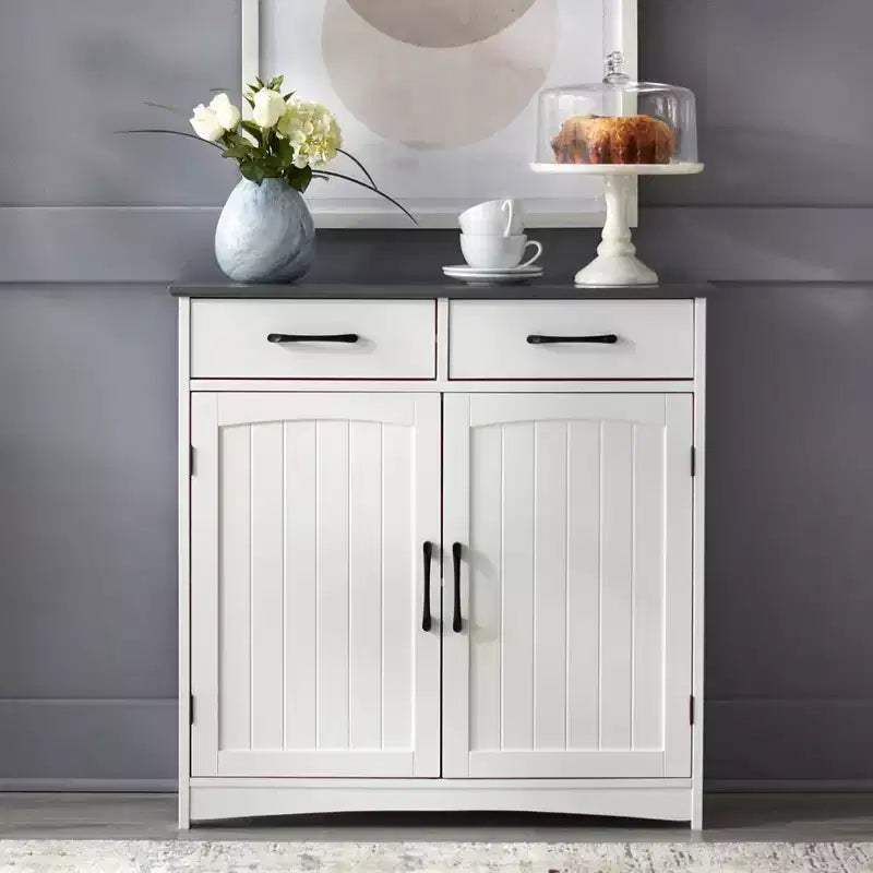 Buylateral Buffet de salle à manger Dalton 2 portes style ferme moderne blanc/gris anthracite : style ferme moderne, meuble de rangement