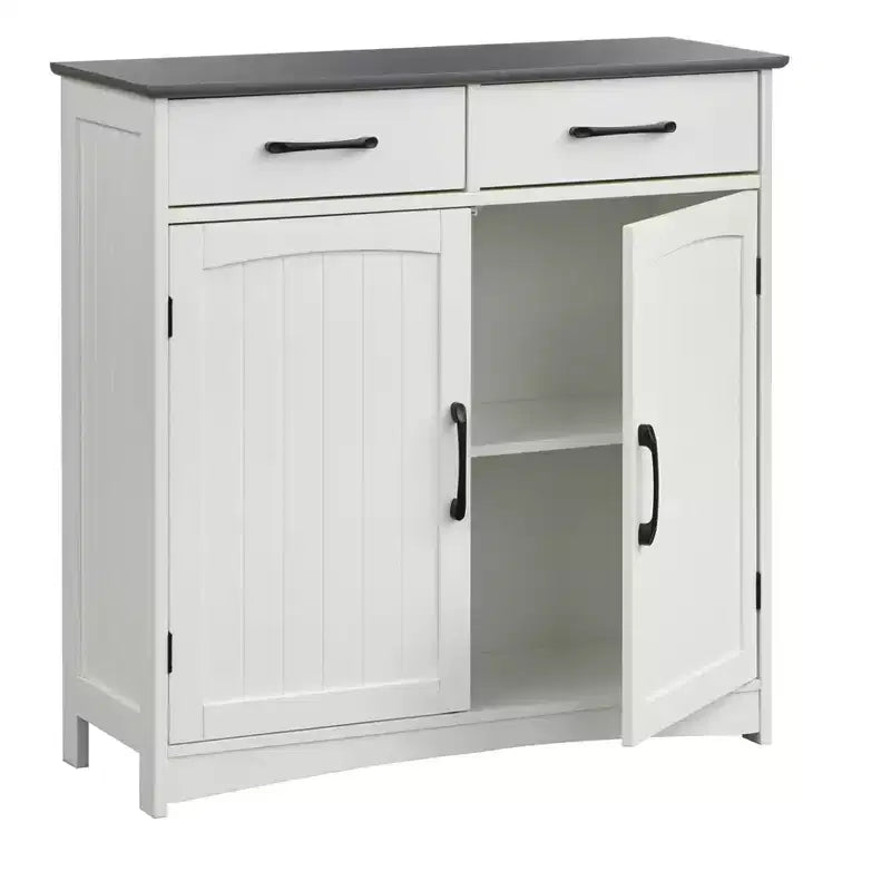 Buylateral Buffet de salle à manger Dalton 2 portes style ferme moderne blanc/gris anthracite : style ferme moderne, meuble de rangement
