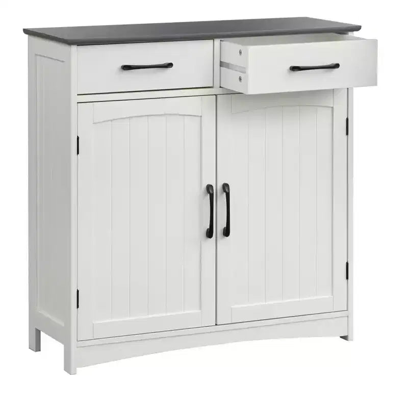 Buylateral Buffet de salle à manger Dalton 2 portes style ferme moderne blanc/gris anthracite : style ferme moderne, meuble de rangement