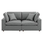 Causeuse surdimensionnée en cuir végétalien garnie de duvet Commix grise - Modway