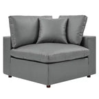 Causeuse surdimensionnée en cuir végétalien garnie de duvet Commix grise - Modway