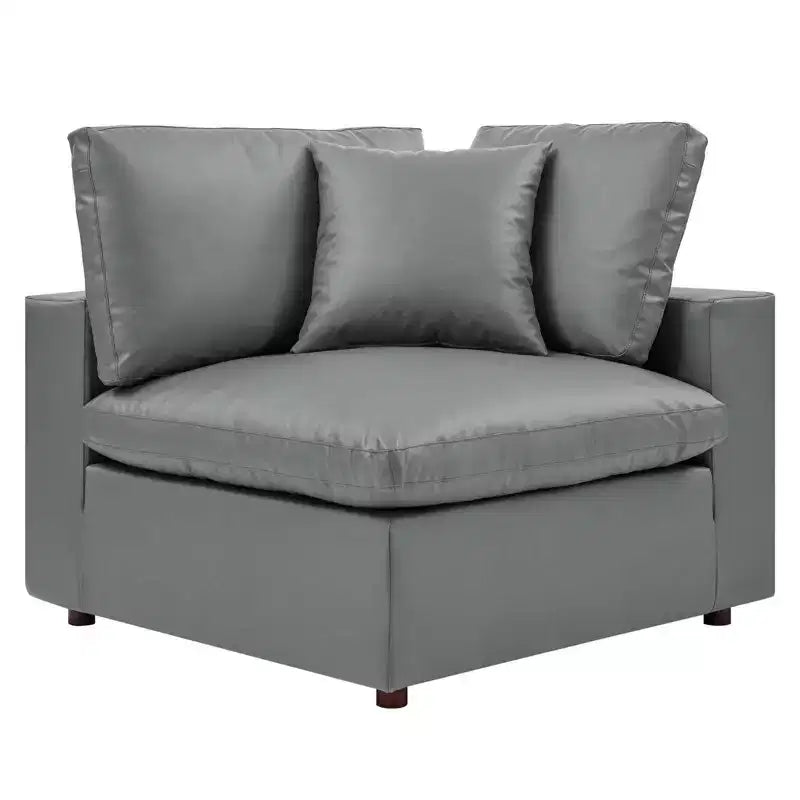Causeuse surdimensionnée en cuir végétalien garnie de duvet Commix grise - Modway