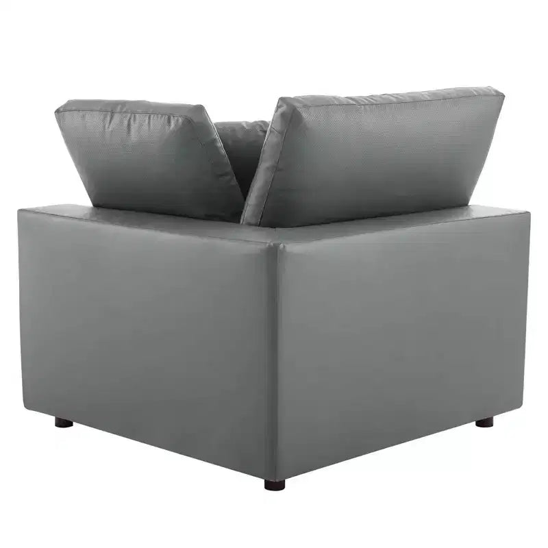 Causeuse surdimensionnée en cuir végétalien garnie de duvet Commix grise - Modway