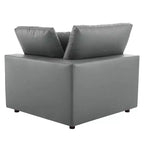 Causeuse surdimensionnée en cuir végétalien garnie de duvet Commix grise - Modway