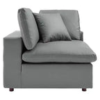 Causeuse surdimensionnée en cuir végétalien garnie de duvet Commix grise - Modway