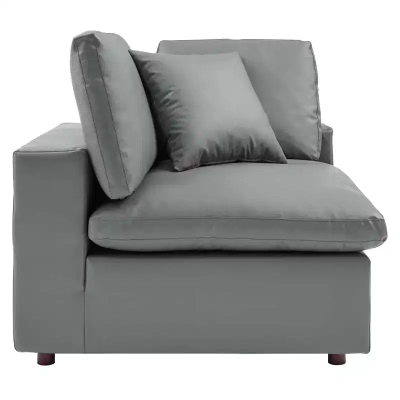 Causeuse surdimensionnée en cuir végétalien garnie de duvet Commix grise - Modway