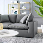 Causeuse surdimensionnée en cuir végétalien garnie de duvet Commix grise - Modway