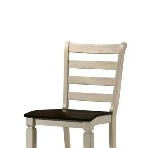 Fauteuil d'appoint Tasnim 18" chêne/blanc antique - Acme Furniture : dossier à lattes, hauteur de comptoir