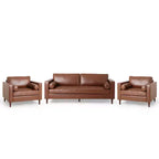 Christopher Knight Home 3pc Malinta Contemporary Faux Leather Tufted Sofa and Club Chair Set Cognac Brown/Espresso