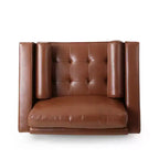 Christopher Knight Home Ensemble canapé et fauteuil club 3 pièces Malinta contemporain en similicuir capitonné, Marron Cognac/Espresso
