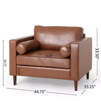 Christopher Knight Home Ensemble canapé et fauteuil club 3 pièces Malinta contemporain en similicuir capitonné, Marron Cognac/Espresso