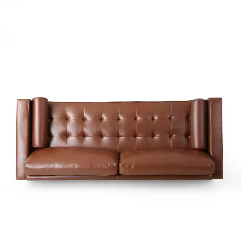 Christopher Knight Home Ensemble canapé et fauteuil club 3 pièces Malinta contemporain en similicuir capitonné, Marron Cognac/Espresso