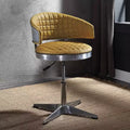 24" Brancaster Turmeric Leather Accent Chair with Swivel & Chrome Base - Acme Furniture