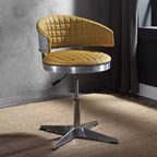 24" Brancaster Turmeric Leather Accent Chair with Swivel & Chrome Base - Acme Furniture