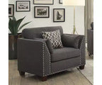 Fauteuil Laurissa 38 po en lin anthracite clair Acme Furniture : Fauteuil rembourré, cadre en bois, coussins capitonnés