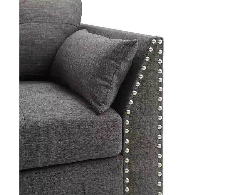 Fauteuil Laurissa 38 po en lin anthracite clair Acme Furniture : Fauteuil rembourré, cadre en bois, coussins capitonnés