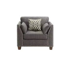 Fauteuil Laurissa 38 po en lin anthracite clair Acme Furniture : Fauteuil rembourré, cadre en bois, coussins capitonnés