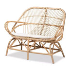 Ensemble de salon Jayden 5 pièces en tissu et rotin Blanc/Naturel - bali & pari : Aucun assemblage requis, Coussins inclus