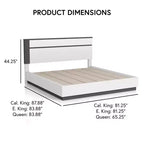 Lit Queen moderne 3 pièces Pape avec 2 tables de chevet Blanc/Gris métallisé - miBasics : Ensemble de meubles contemporains