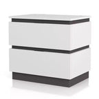 Lit Queen moderne 3 pièces Pape avec 2 tables de chevet Blanc/Gris métallisé - miBasics : Ensemble de meubles contemporains