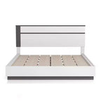 Lit Queen moderne 3 pièces Pape avec 2 tables de chevet Blanc/Gris métallisé - miBasics : Ensemble de meubles contemporains