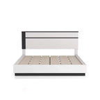 Lit Queen moderne 3 pièces Pape avec 2 tables de chevet Blanc/Gris métallisé - miBasics : Ensemble de meubles contemporains