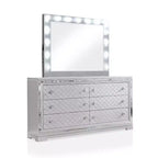 Ensemble de chambre Tenaya 6 pièces pour très grand lit californien, argent/gris - HOMES: Inside + Out : Design glamour, garnitures miroir, capitonnage à boutons