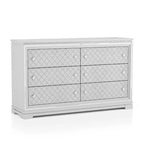 Ensemble de chambre Tenaya 6 pièces pour très grand lit californien, argent/gris - HOMES: Inside + Out : Design glamour, garnitures miroir, capitonnage à boutons