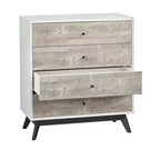 Commode Buylateral Crislana à 4 tiroirs Blanc/Gris vieilli : Rangement vertical peu encombrant