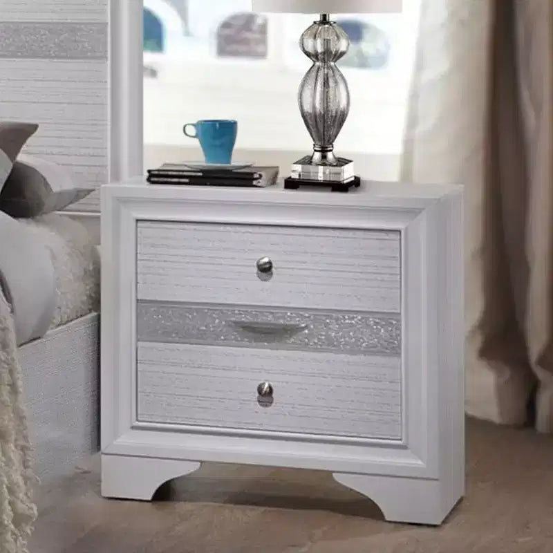 Table de chevet Naima blanche 26" - Acme Furniture : Garantie 60 jours, Aucun assemblage, Glissières en métal, Bois composite