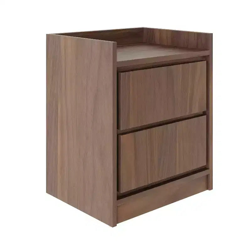 Table de chevet Corsica à porte battante Noyer - Eco Dream : Solution de rangement moderne, accès par bouton-poussoir, idéale pour les lits plateforme