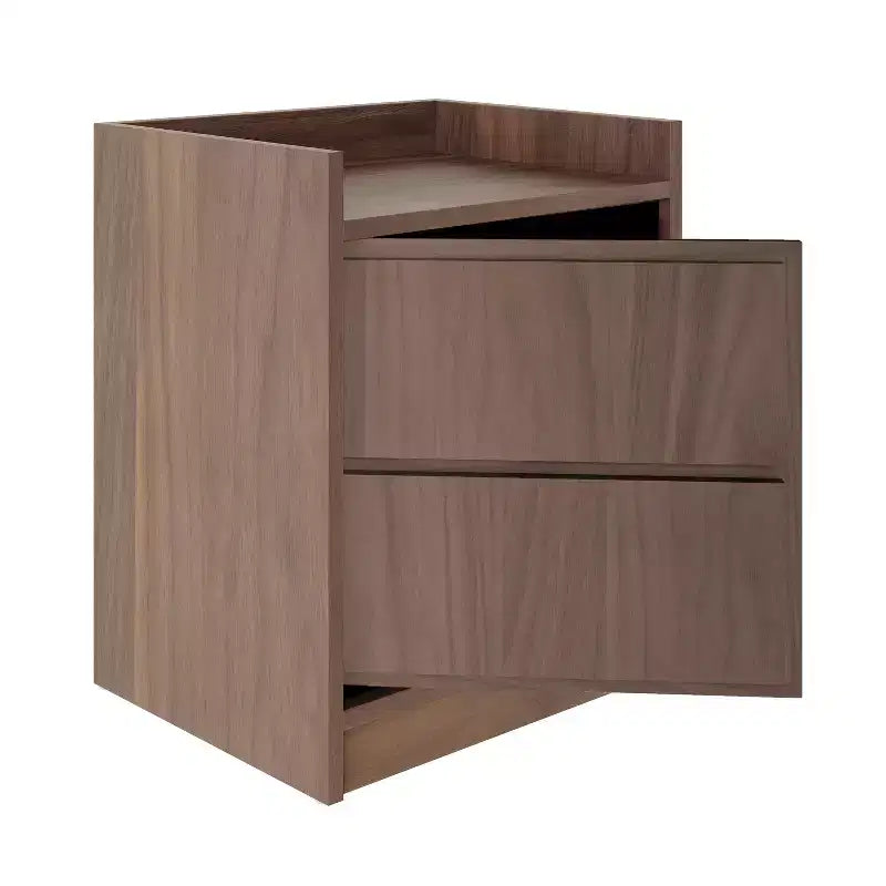 Table de chevet Corsica à porte battante Noyer - Eco Dream : Solution de rangement moderne, accès par bouton-poussoir, idéale pour les lits plateforme