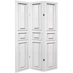 6" Double Sided Door Panel Canvas Room Divider White - Oriental Furniture: Adjustable Folding Partition, No Assembly Required