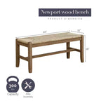 Banc en bois 40 po Davenport Ambre clair - Alaterre Furniture